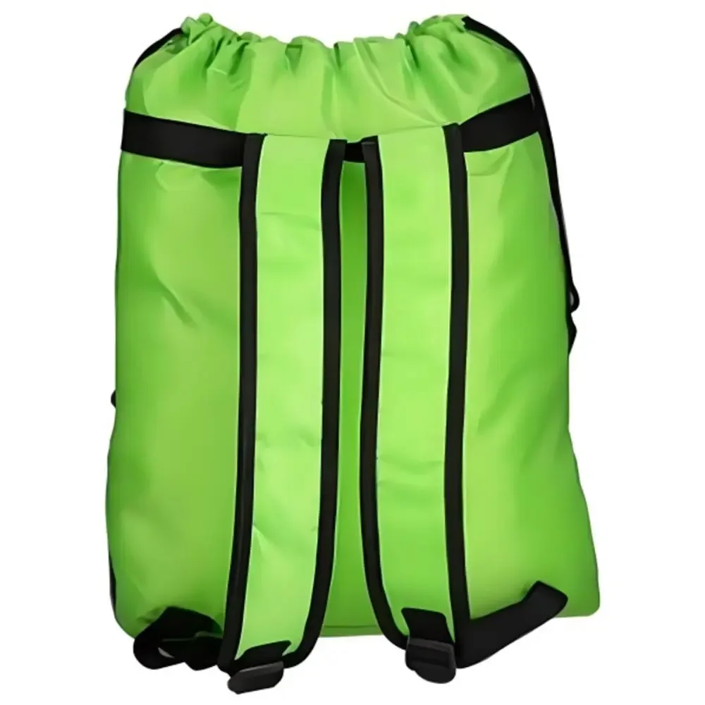 Green and Gray Lightweight Drawstring Backpack with side pockets
